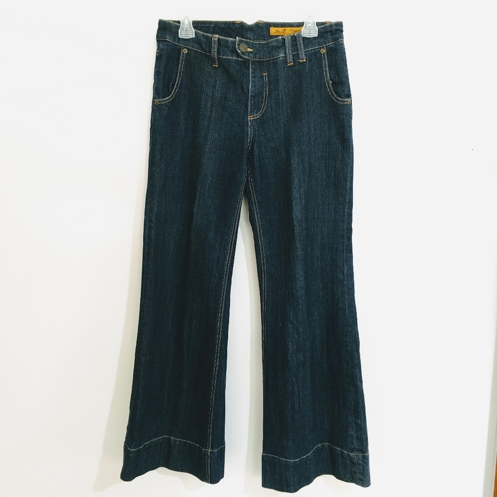 Seven7 Dark Wash Wide Leg Trousers Size 8 - Picture 3 of 7